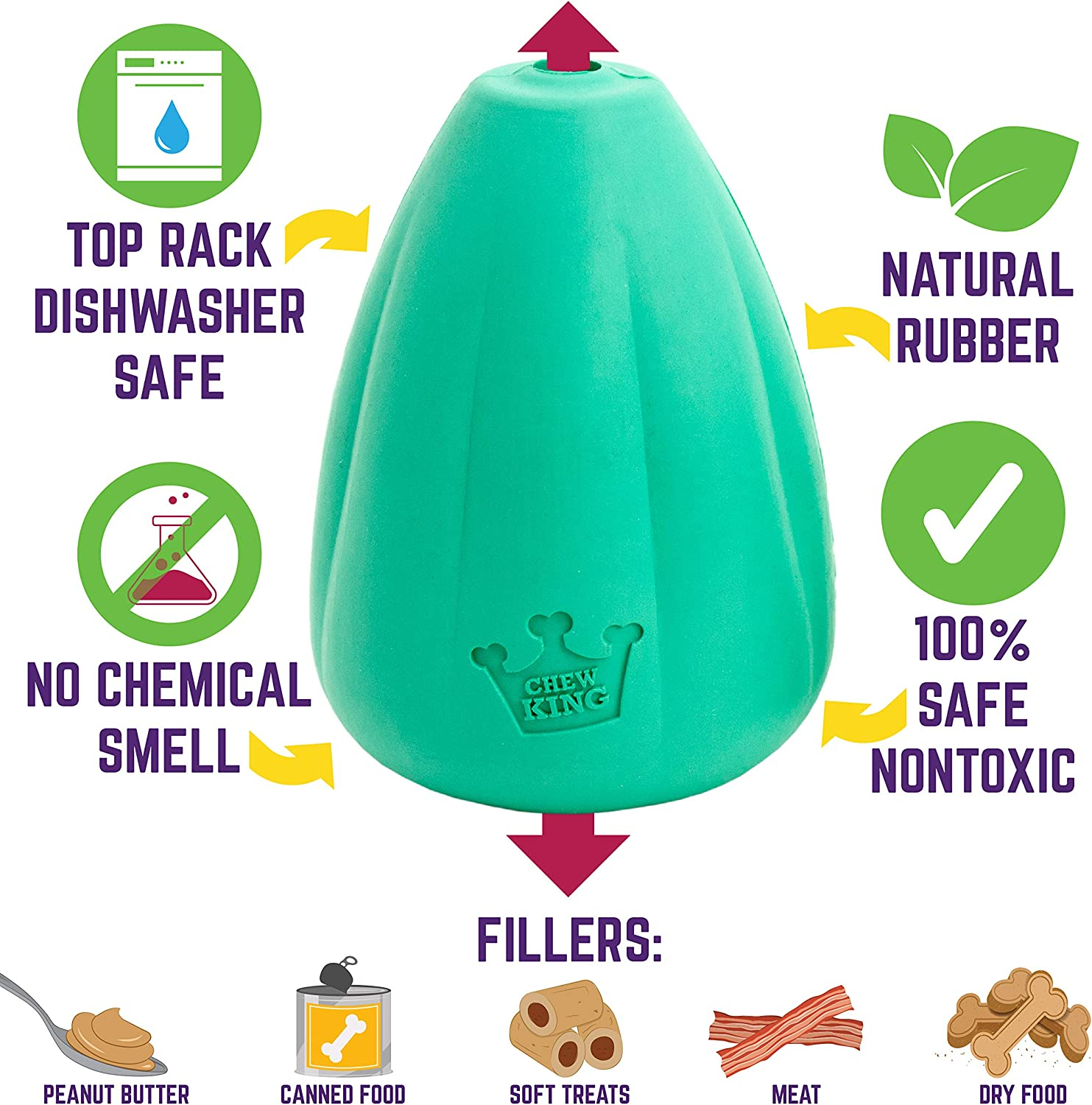 Chew King Premium Treat Dog Toy, XL, Extremely Durable Natural Rubber Toy, Pack of 2, All Breed Sizes image number 4