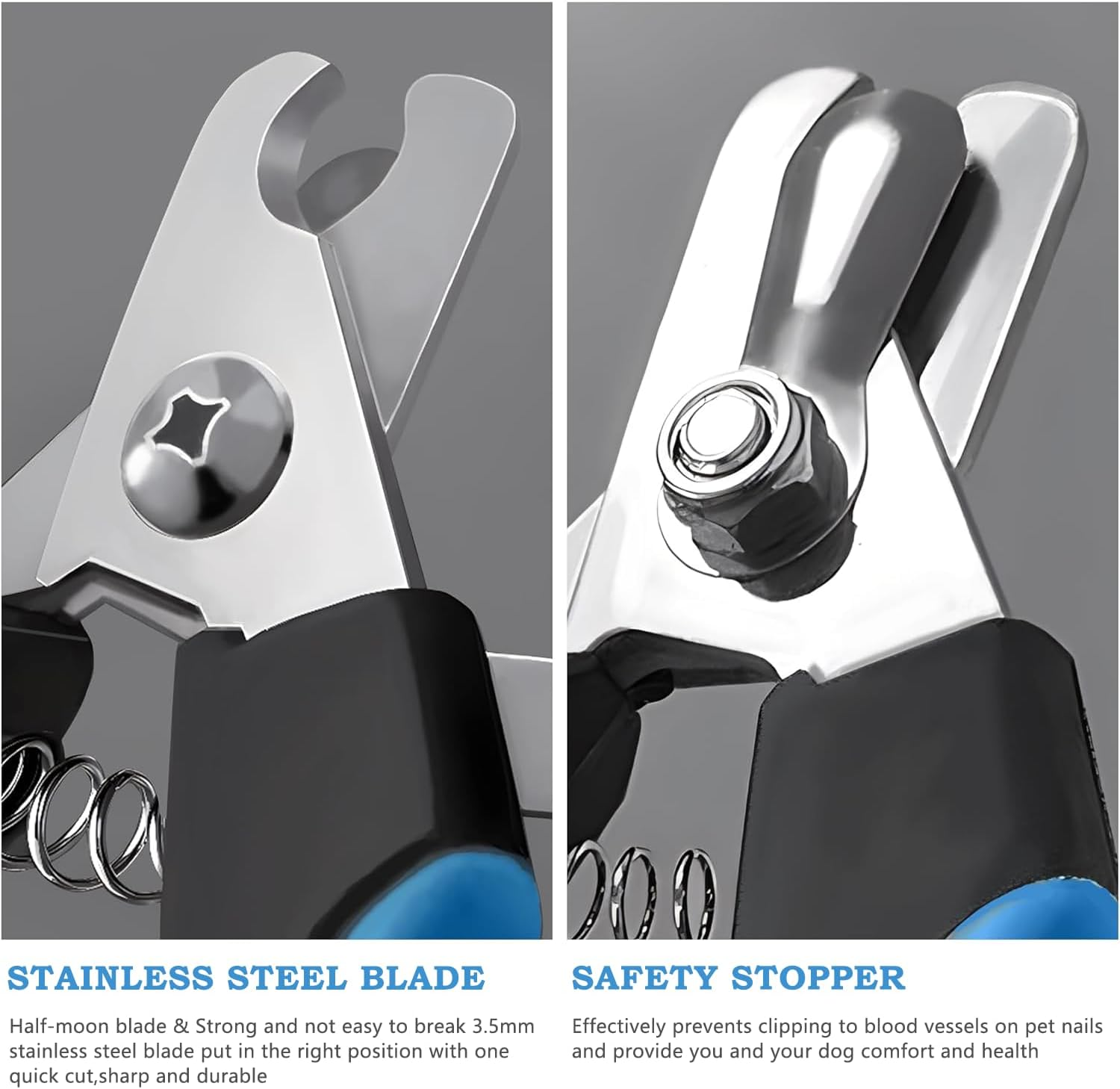 2 Pcs Dog Nail Clippers, Dog Nails Clippers Trimmer, Professional Pet Nail Trimmer, Stainless Steel Dog Claw Clippers, for Dog, Cats and Guinea Pigs Pet Nail Clipper - Blue+Black image number 4