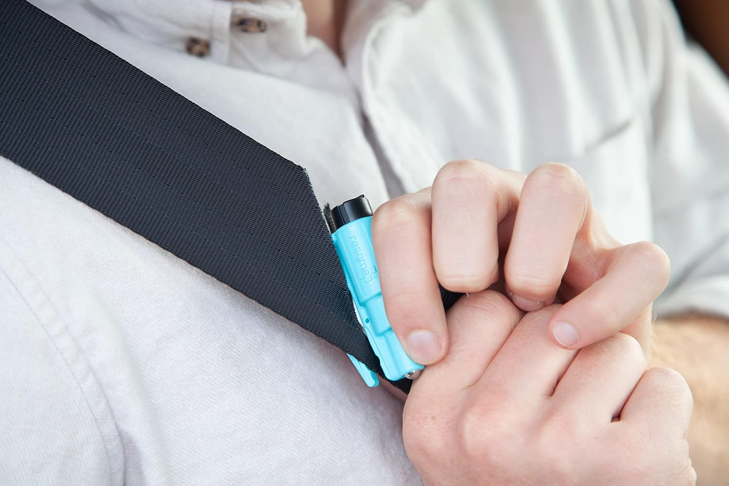 Resqme Family Pack of 12, the Original Emergency Keychain Car Escape Tool, 2-In-1 Seatbelt Cutter and Window Breaker, Made in USA, Black image number 1