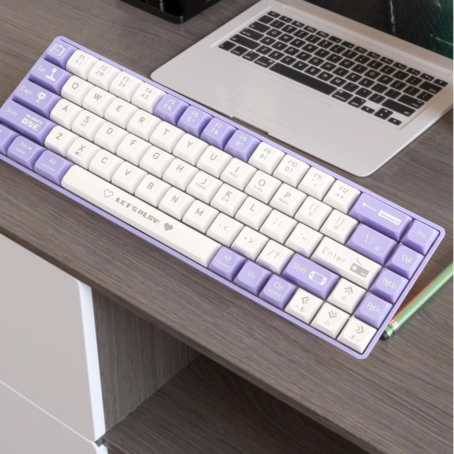 Portable 60% Mechanical Gaming Keyboard, 68 Keys Mechanical Keyboard, Hot Swappable Dynamic Backlighting Red Switch Mechanical Keyboard for Gaming for Type C Devices (Purple And