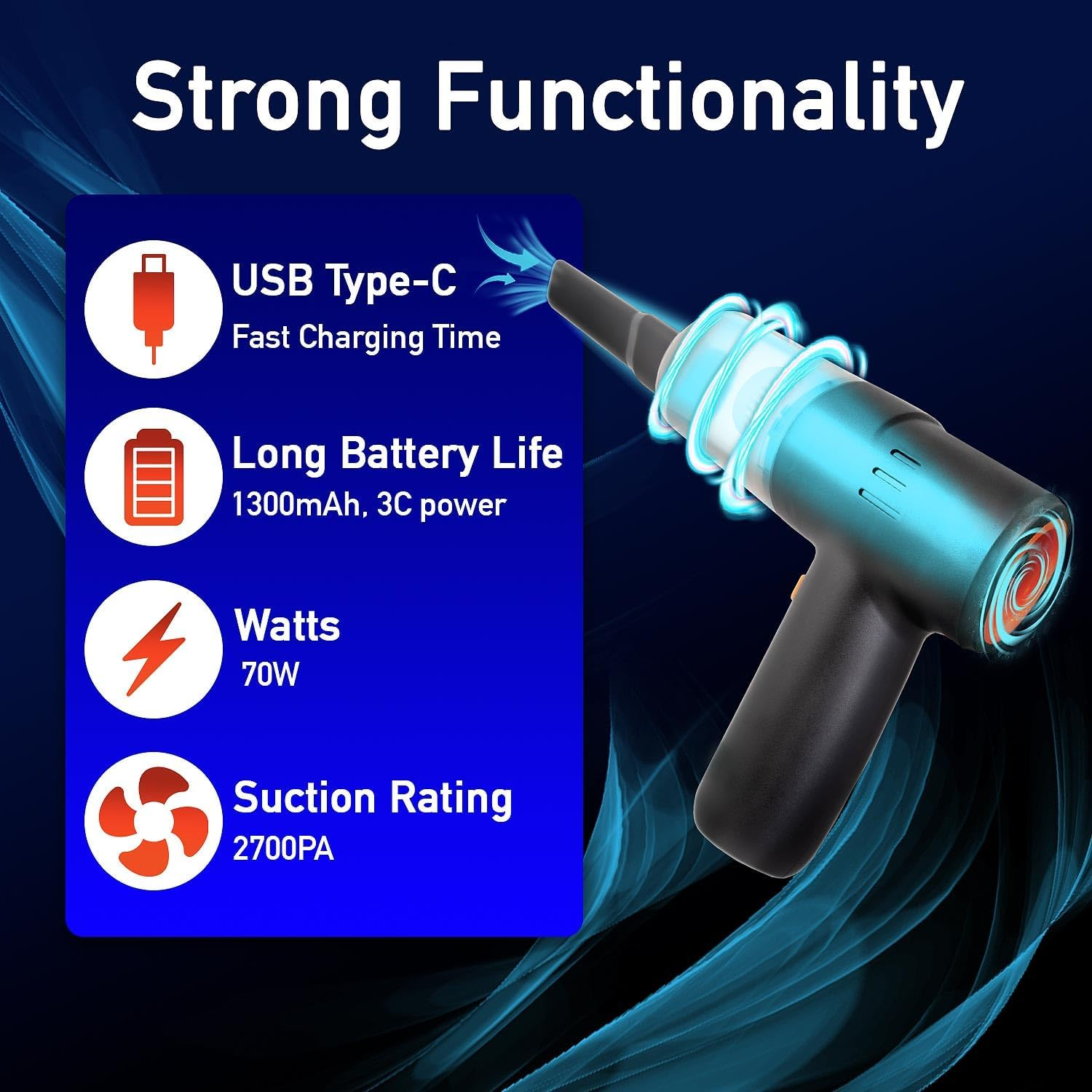 Pocket Vac Handheld Vacuum Compact Wireless Vacuum Cleaner, Lightweight Hand Held Vacuuming for Home Kitchen Car Corner Upholstery Pet Hair Dust Crumbs Cleaning image number 3