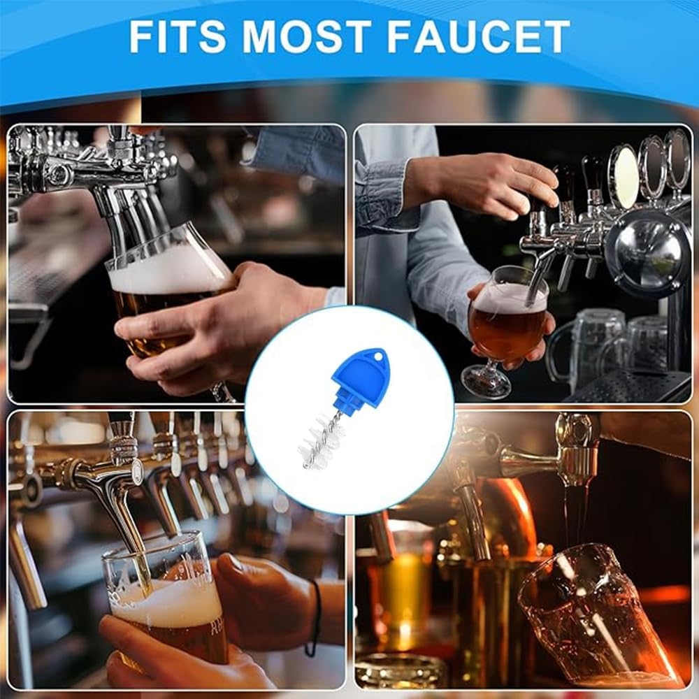 20 PCS Beer Tap Plug Brushes, Blue, Plastic & Stainless Steel, Beer Faucet Cleaner, Restaurant & Home Use image number 1