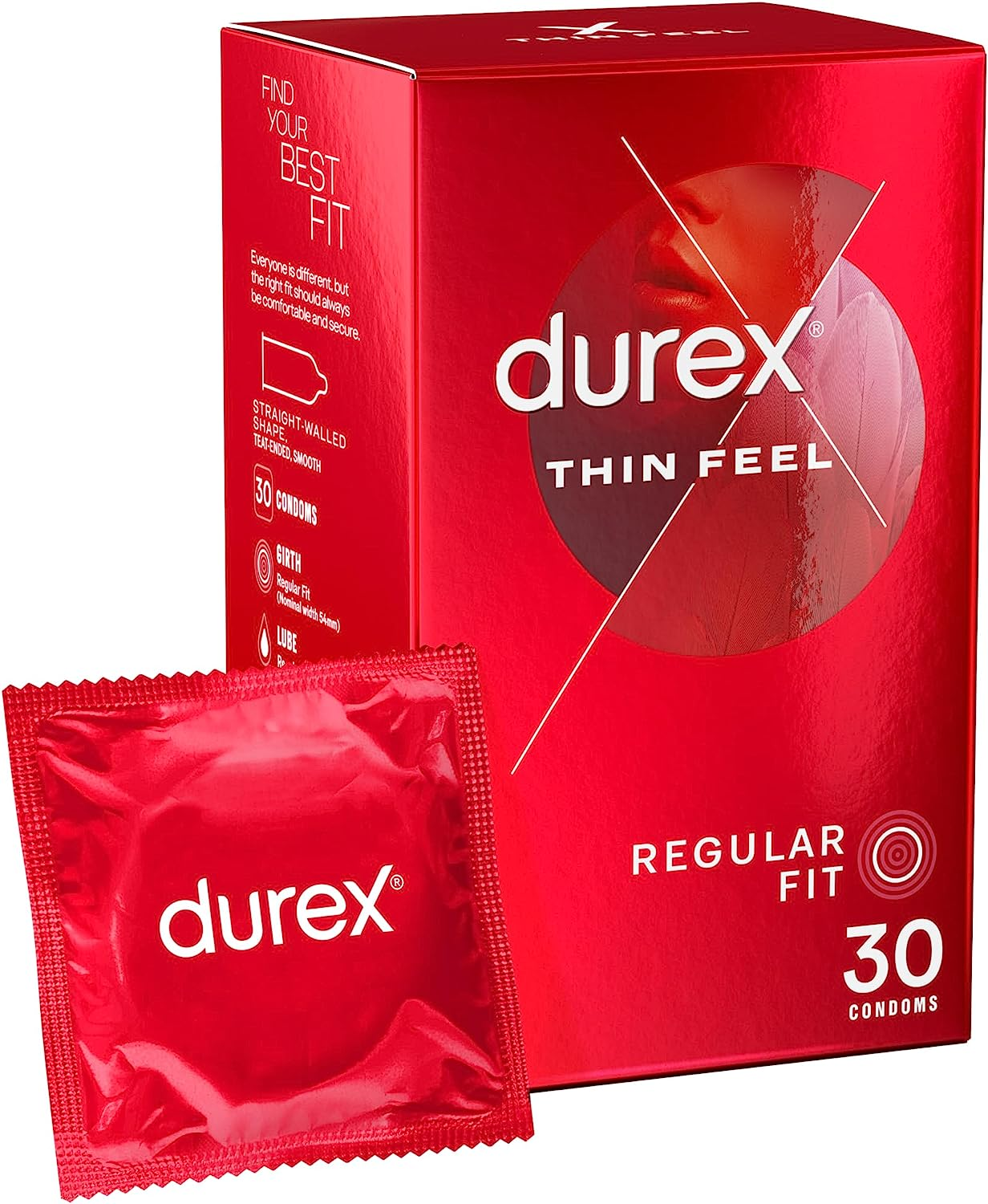Durex Thin Feel Latex Condoms Regular Fit, Pack of 30 image number 1