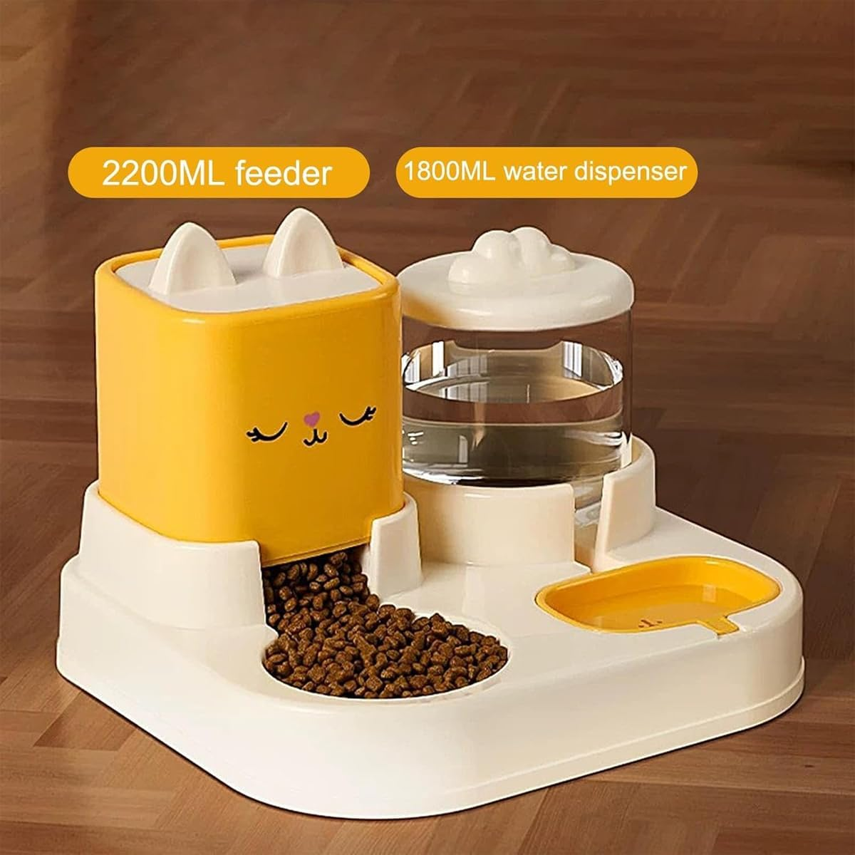 AIMALL Dual-Use Pet Feeder - Large Capacity Water Dispenser & Food Bowl, Cartoon Design, for Cats & Dogs, Available in Blue & Yellow - 12.6 X 11.22 X 9.06 Inches image number 6