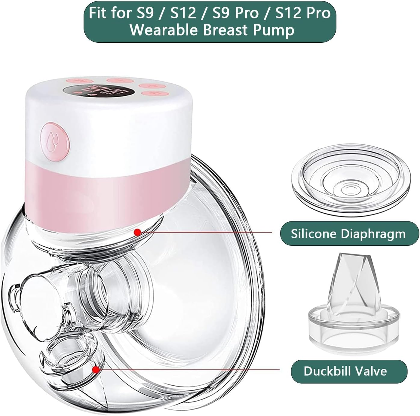 4 Pack Silicone Duckbill Valve and 2Pack Silicone Diaphragm, Compatible with Momcozy/Tsrete/Hauture/Padram/Loveoflive/Omfmf / S9 Pro/S10/S12 Parts Replace Wearable Breast Pump Parts Replace
