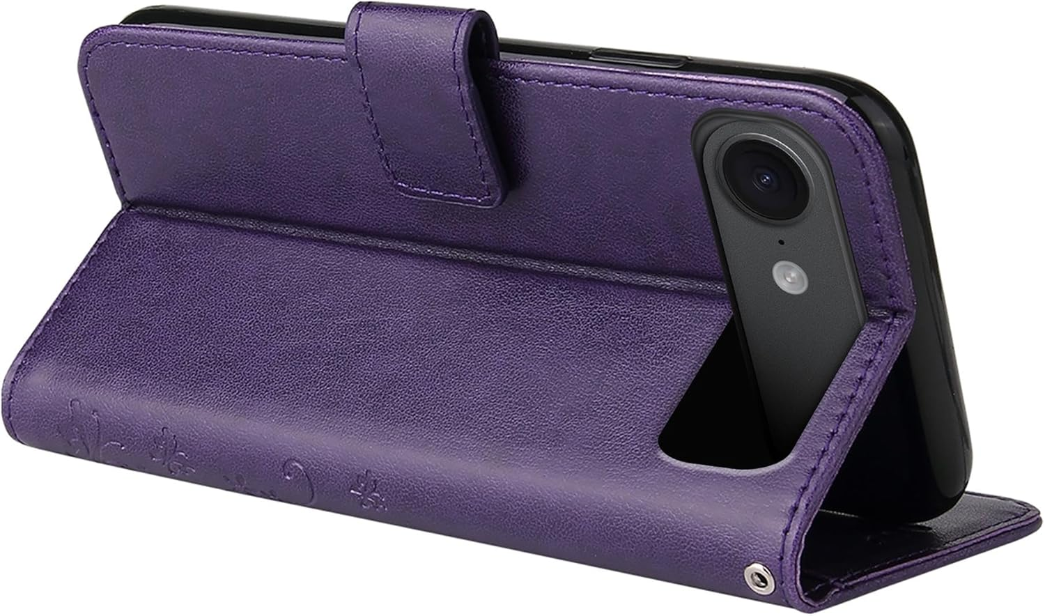 LBH Mobile Phone Case Compatible with Apple Iphone 17 Air Case Butterfly Flowers Flower Stand Function Protective Case Magnetic All-Round Protection 360 Degree Flip Case Cover Purple image number 4