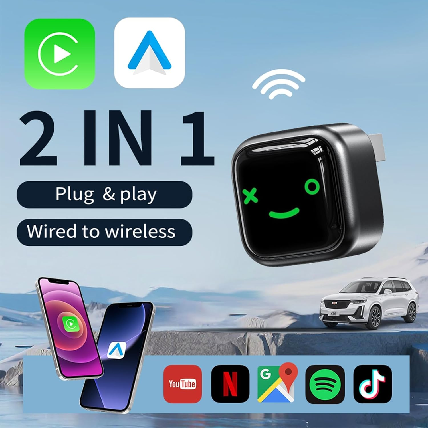 2026 New Wireless Carplay Adapter for Iphone & Android, Converts Wired Carplay to Wireless, Compact USB A/C Plug & Play Dongle, Compatible with Ios 10+, Android 11+, and Cars 2016+ image number 5