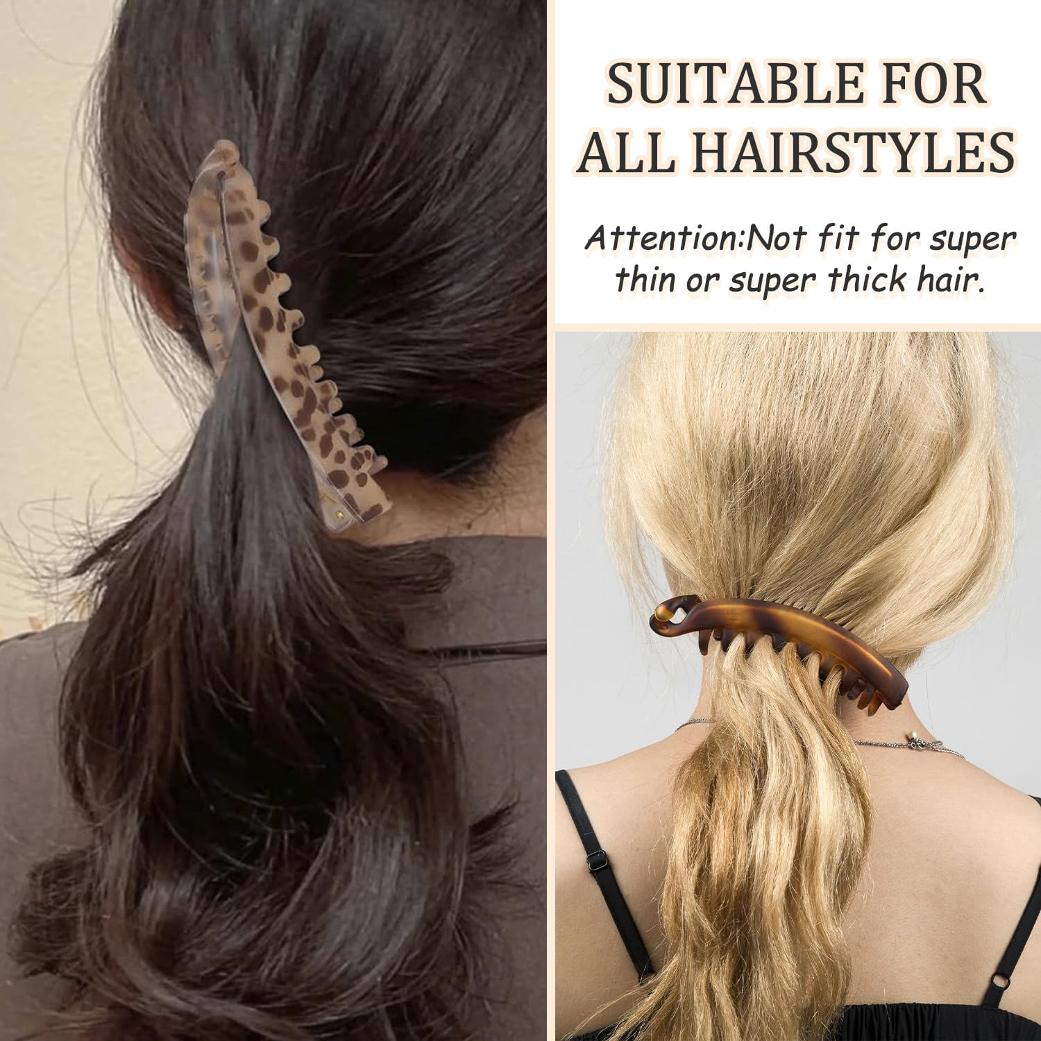 SYEYCW 9 Pcs Bannana Hair Clips, Non-Slip Banana Hair-Comb, Double Comb Long Clips & Ponytail Holders, Fishtail Strong Hold Ponytail Holder, for Thick & Fine Hair, Clip Accessories for Women Girls image number 3