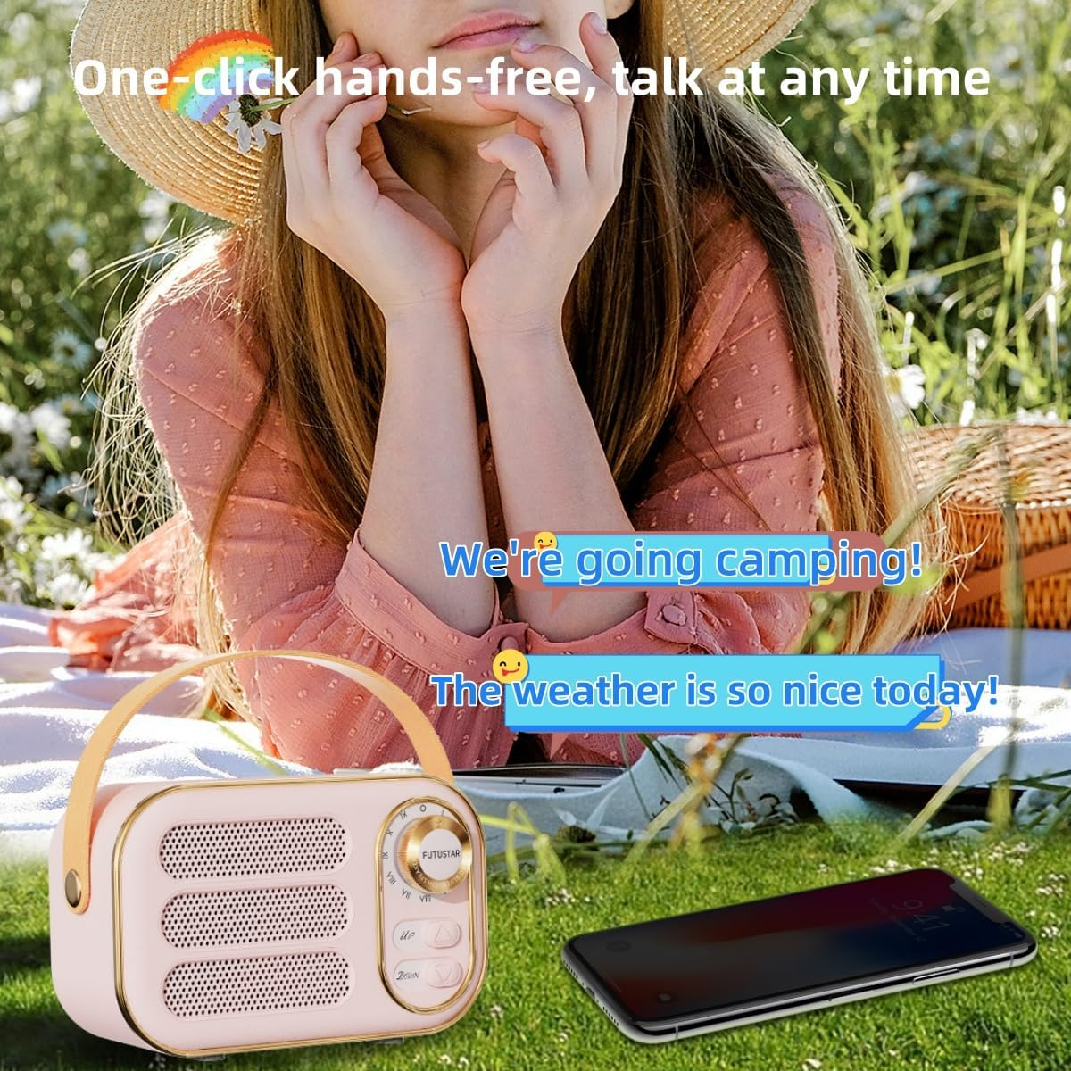 NEVKA Bluetooth Speaker, Portable Mini Speaker with Hifi Sound Quality, Retro Style Wireless Bluetooth Speaker,Speaker for Indoor,Outdoor, Car,Cafe,Travel (Green) - Green image number 5