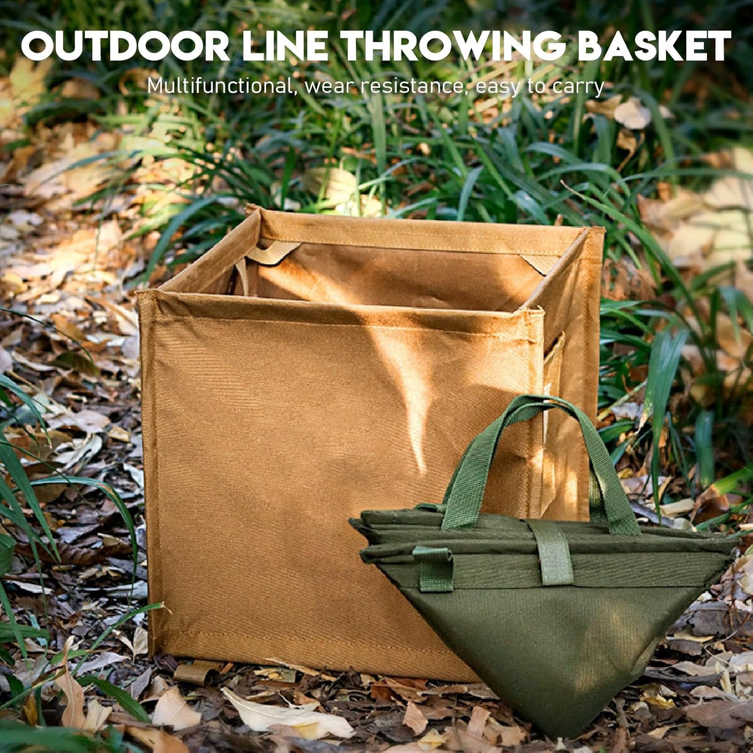 Arborist Throw Line Storage Cube, 33L Large Capacity Oxford Cloth Arborist Throw Bag, Foldable Rope Bag | Arborist Equipment | Lineman Climbing Gear for Picnic Camping BBQ (Khaki)