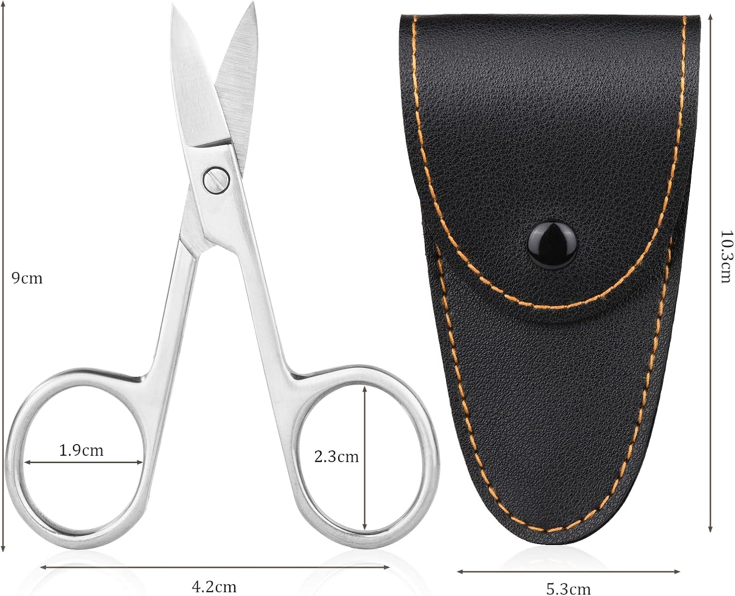 ACWOO Cuticle Nail Scissors, Professional Stainless Steel Beauty Scissors with Leather Packing Bag, Multi-Purpose Sharp Curved Scissors for Cuticle, Manicure Pedicure, Eyebrow, Eyelash image number 4