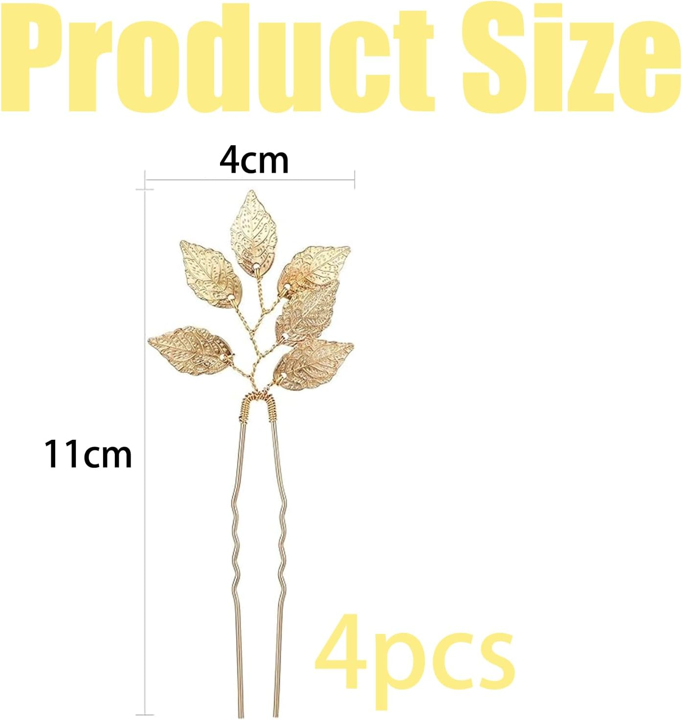 4PCS Eucalyptus Leaf Hair Pins Gold Leaf Hair Pins Elegant Gold Hair Accessories Wedding Hair Accessories Headpiece for Women and Girls Wedding Special Occasions image number 5