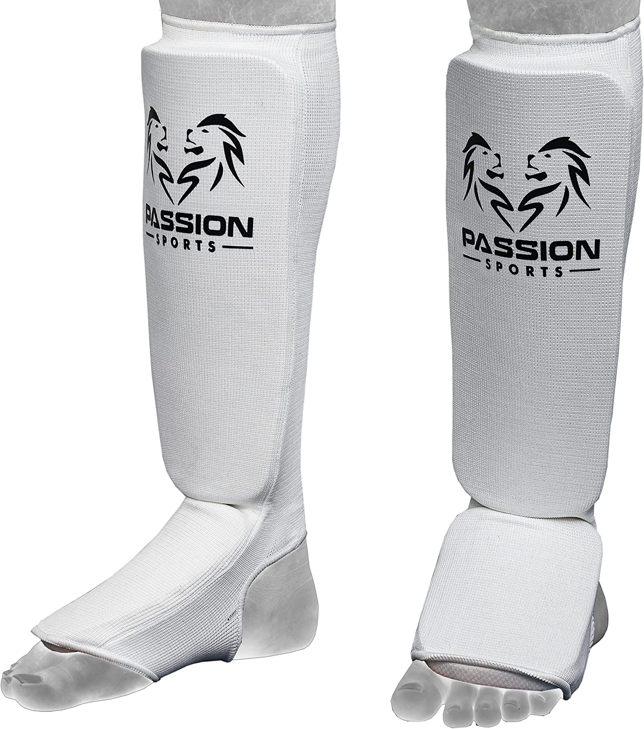 MMA Shin Instep Thick Padded Guard - Shin Instep Guard (Pair) Elasticated-Cotton Ideal for Martial Arts, Boxing, Taekwondo and Karate