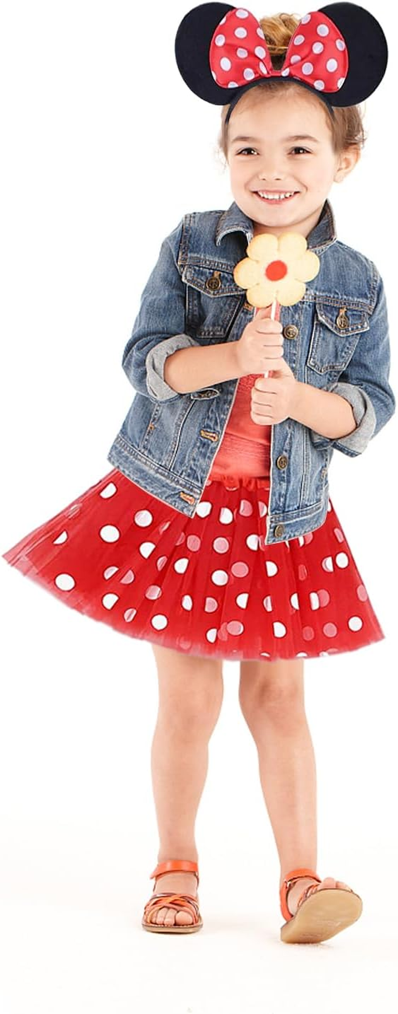 4Pcs Minnie Mouse Costume, Girls Mouse Halloween Costume, Mouse Dress up Outfits with Tutu Skirt, Mouse Ear Headwear, Gloves and Sticker, Halloween Xmas Carnival Princess Fancy Dress up for Kids image number 5