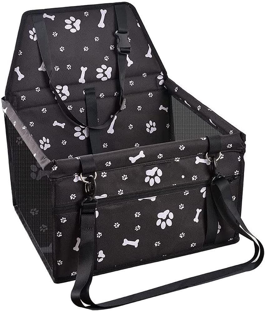 Dog Car Booster Seat Travel Carrier Cage, Oxford Breathable Folding Soft Washable Travel Bags for Dogs Cats or Other Small Pet - Anti-Collapse, Blcak image number 6