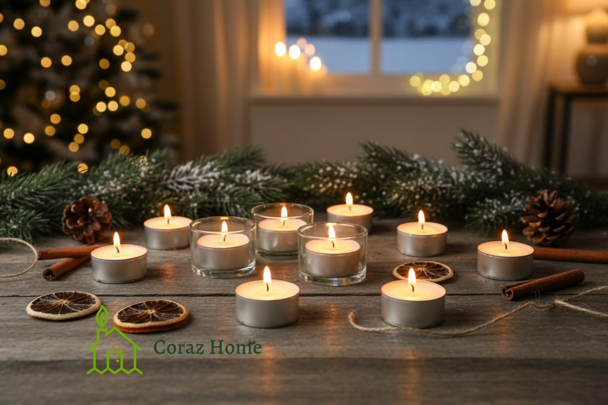 Pack of 120 Natural Tealights &ndash; 4-Hour Burn Time Each Tea Light &ndash; 100% Soy White Wax &ndash; in Aluminium Cup Candles Friendly to the Environment &ndash; Lead & Paraffin & Plastic Free image number 1