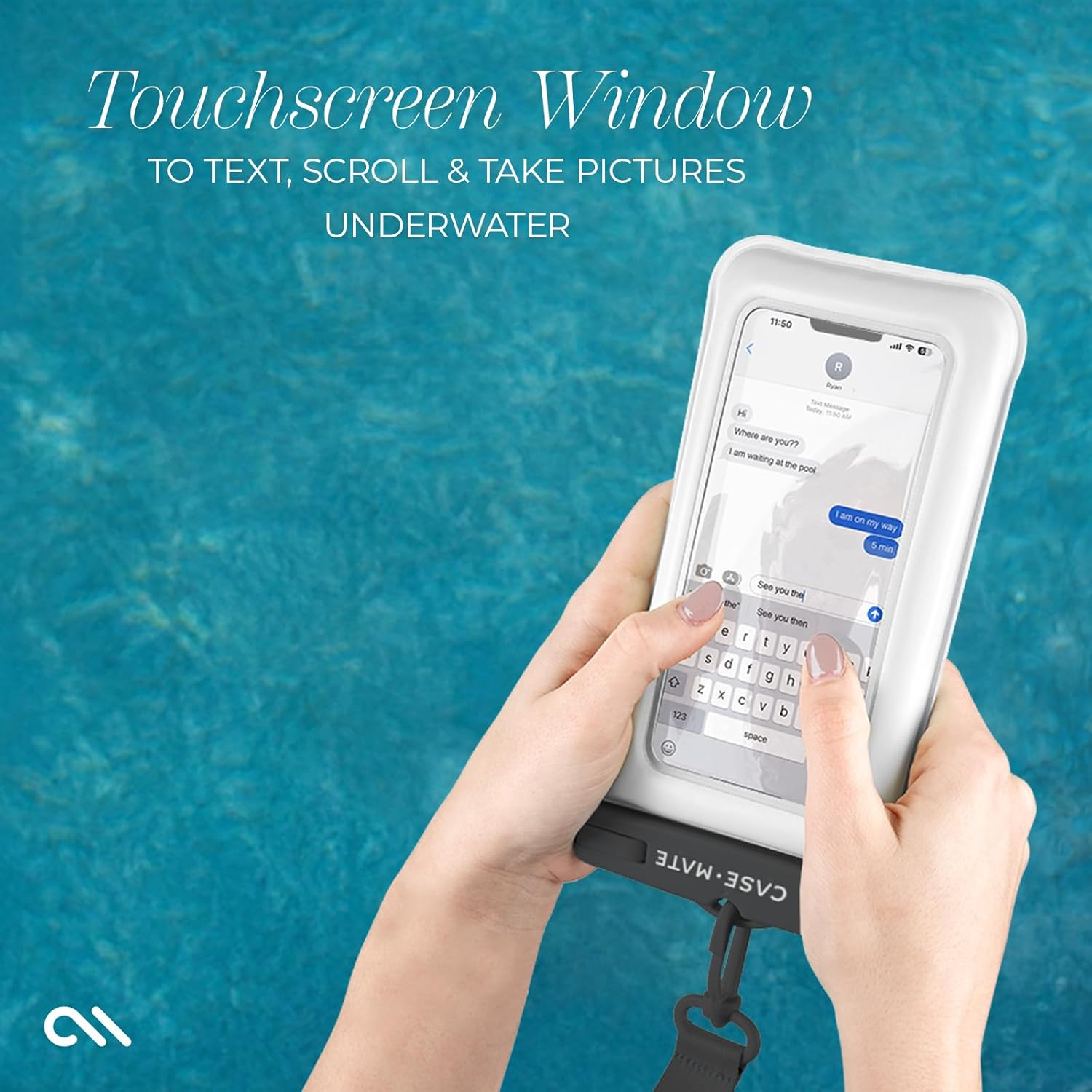 Case-Mate - IP68 Waterproof Phone Pouch/Case [Touchscreen Compatible] - Floating Waterproof Phone Case W/Crossbody Lanyard - Grey/Black