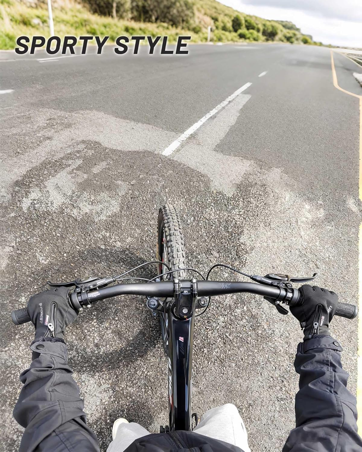 Winter Gloves for Men and Women, anti Slip Touchscreen Windproof Cycling Gloves, Warm Gloves Cold Weather Cycling Gloves for Walking Riding Driving,Black image number 1