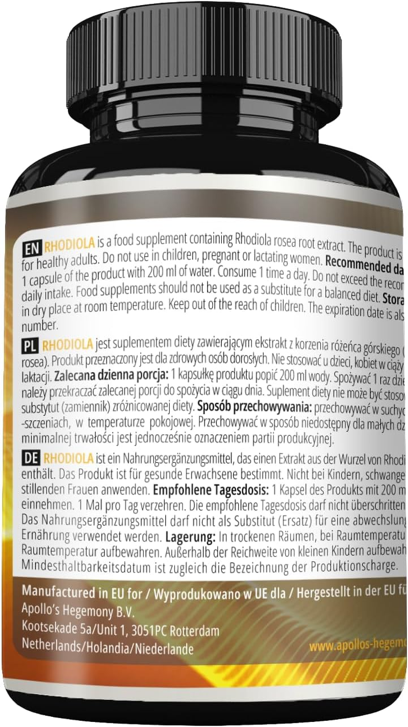 Rhodiola Rosea 125 Mg, Rose Root Extract (3% Salidroside), 90 Vegan Tablets, 12 Month Supply, Herbal Supplement to Reduce Fatigue and Improve Well-Being - by Apollo'S Hegemony image number 2