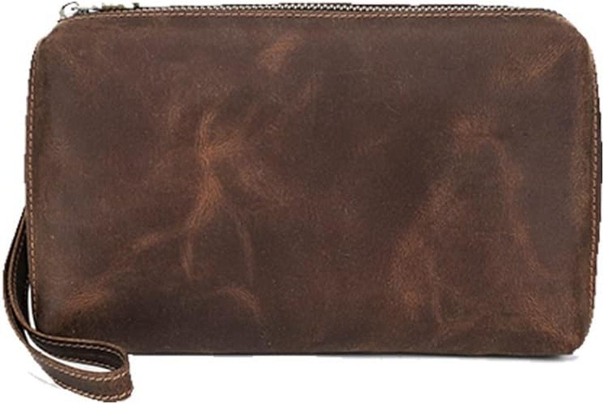 Generic Vintage Leather Mens Handbag, Business Handbag, Mobile Phone Storage Bag, Coffee, 21*4.5*12.5Cm, Coffee, 21*4.5*12.5Cm image number 3