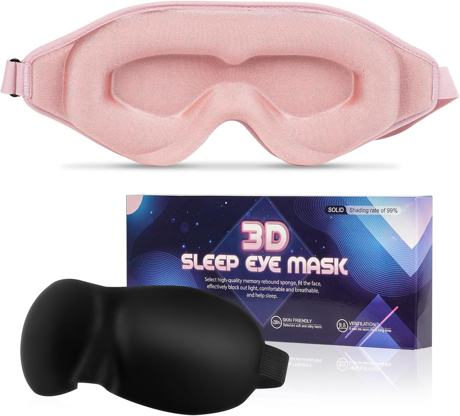 3D Sleep Mask Cotton Light Blocking Sleep Eye Mask No Eye Pressure Soft Breathable Comfortable Blindfold Sleep Mask for Lash Extensions/Travel/Sleeping/Shift Work/Meditation/Yoga/Nap image number 5