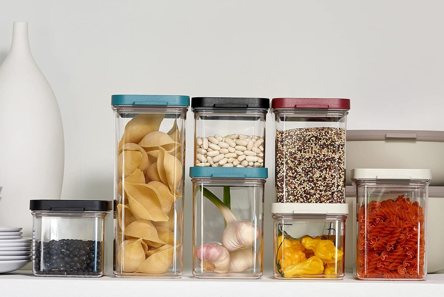 Mepal Storage Jars with Lid, Storage Container, Airtight & Stackable, Kitchen Storage & Organisation, Dishwasher Safe, 2000 Ml, Black - Nordic Green image number 7