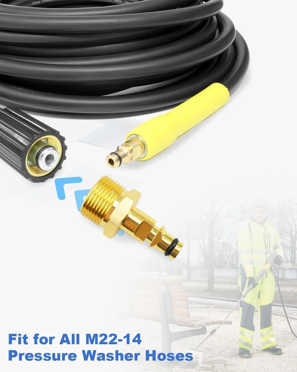 Pressure Washer Quick Connect Fittings Adapter Male M22 14Mm, Fit for Karcher Power Pressure Washers K2 K3 K4 K5 Trigger Gun image number 3