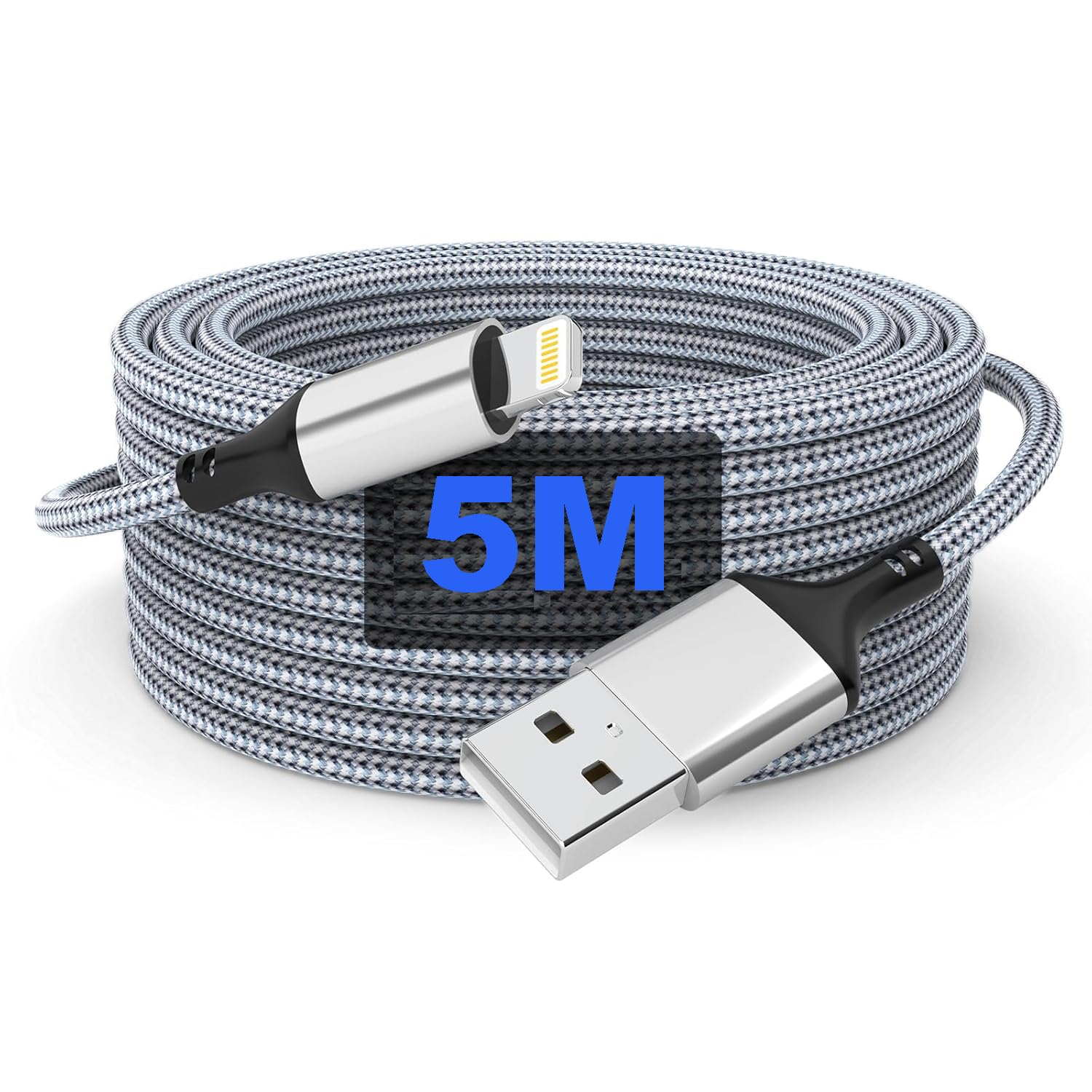 5M Extra Long Iphone Charger Cord [Apple Mfi Certified] Braided Iphone Charger Fast Charging USB to Lightning Cable for Iphone 14/13/12/11, Ipad