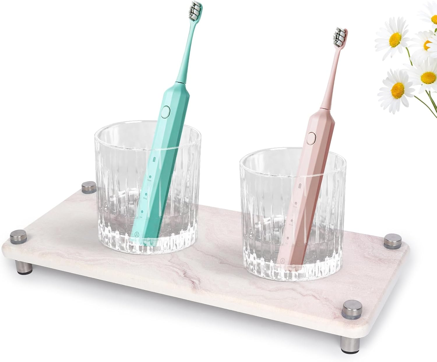 Generisch Sink Organiser, Grey Marble Sink Utensils, Storage, Applicable to Sponge Brush, Soap, Shampoo, Lotions, Quick-Drying, Kitchen, Bathroom Organiser (Rose Marble)