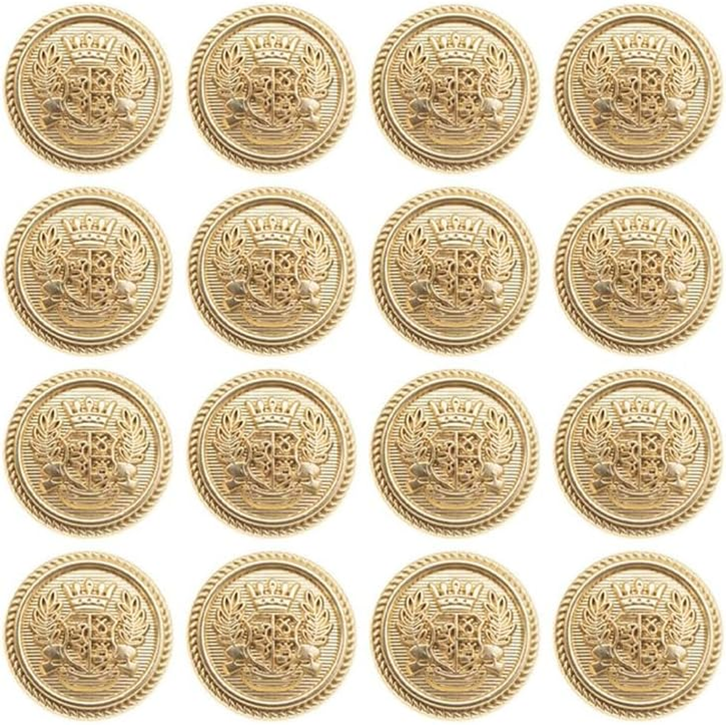16Pcs Metal Blazer Button Set Vintage Style Metal Buttons Jeans Buttons British Style Buttons for Coat Blazer Suits Uniform Jacket Sewing Crafts (Gold) image number 2