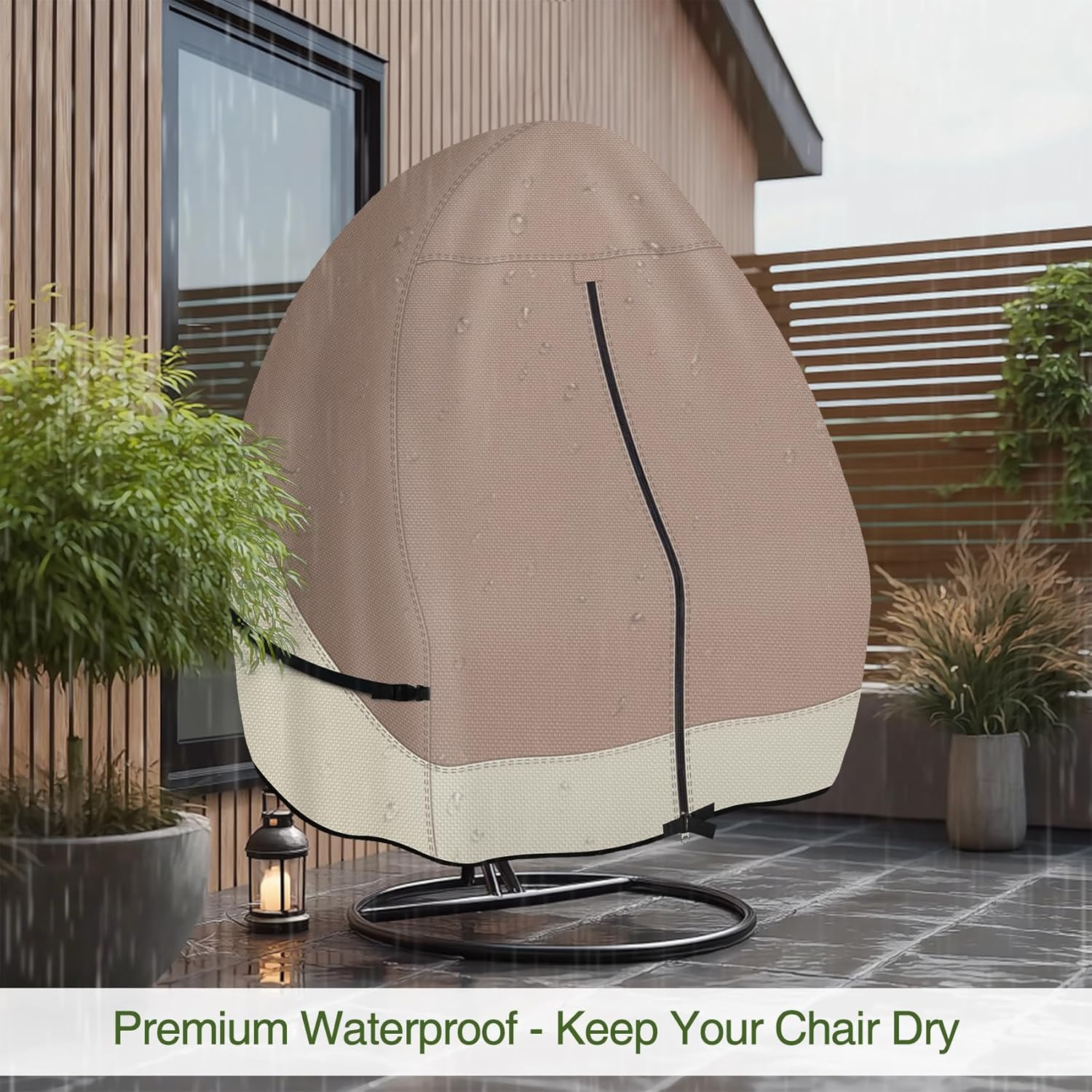 Porch Shield Patio Hanging Egg Chair Cover - Waterproof Outdoor Double Seat Wicker Swing Egg Chair with Stand Protector