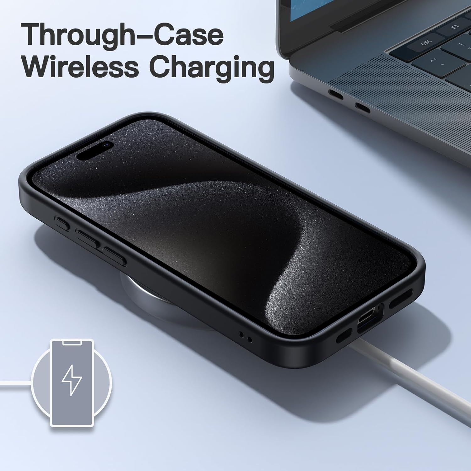 Jetech Matte Case for Iphone 15 Pro 6.1-Inch, Shockproof Military Grade Drop Protection, Frosted Translucent Back Phone Cover, Anti-Fingerprint (Black) image number 1