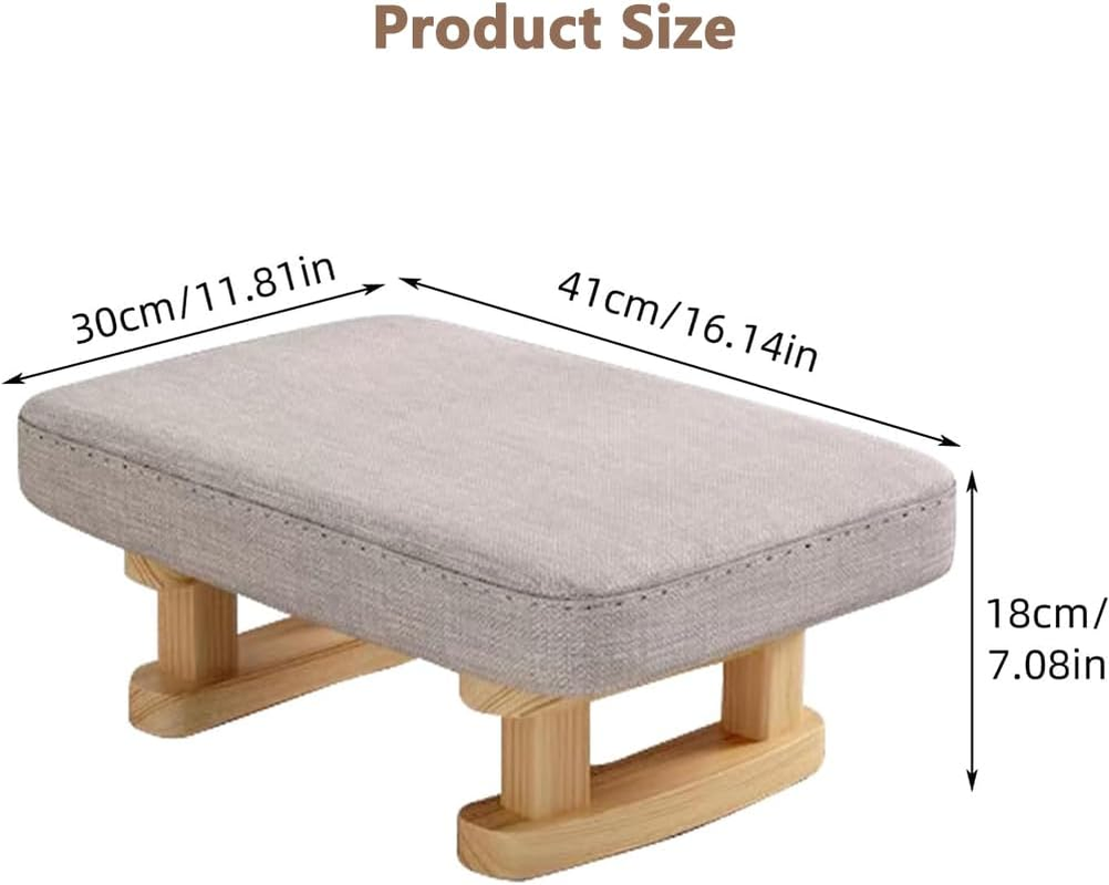Small Foot Stool Ottoman, Rectangle Fabric Foot Stool Rest, Pouffe Padded Chair Stool with Removable Cover, Sofa Sponge Foot Stool Rest for Couch, Living Room, Bedroom, Entryway image number 2