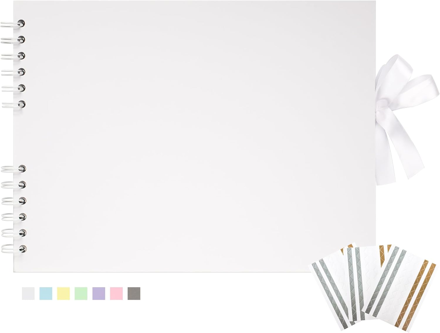 Scrapbook Photo Album 40 White Pages Scrap Book Memory Book 8.5 X 11.5 Inch Guest Book Scrapbook Album Accessories with Corner Stickers for Baby Shower, Wedding, Travelling White image number 6