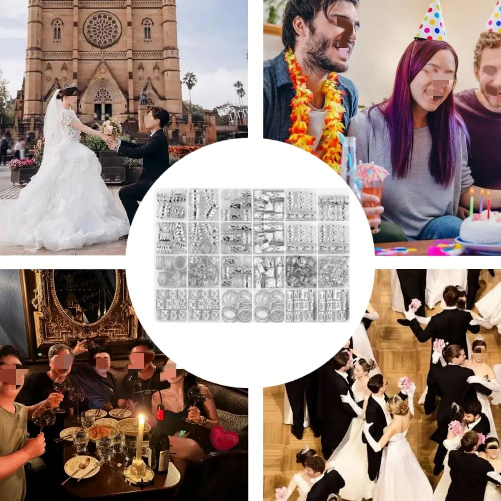 Naisfei 280 Pcs Silver Jewelry for Braids,Braid Jewelry for Women, Braids Ring Cuffs Metal Hair Braids Clips, Decorative Braids Ring Cuffs Stylish for Dreadlock Accessory image number 2