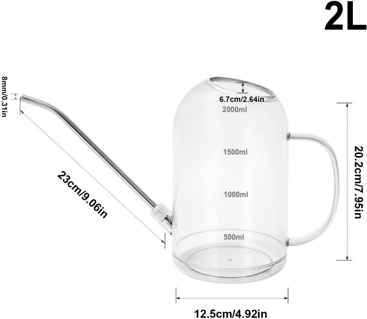 Flower Watering Can, 2L Long Spout Plant Watering Can, Home Garden Accessories for inside Yard Gardening Patio Porch Garden Lawn Landscaping House Outdoor image number 1