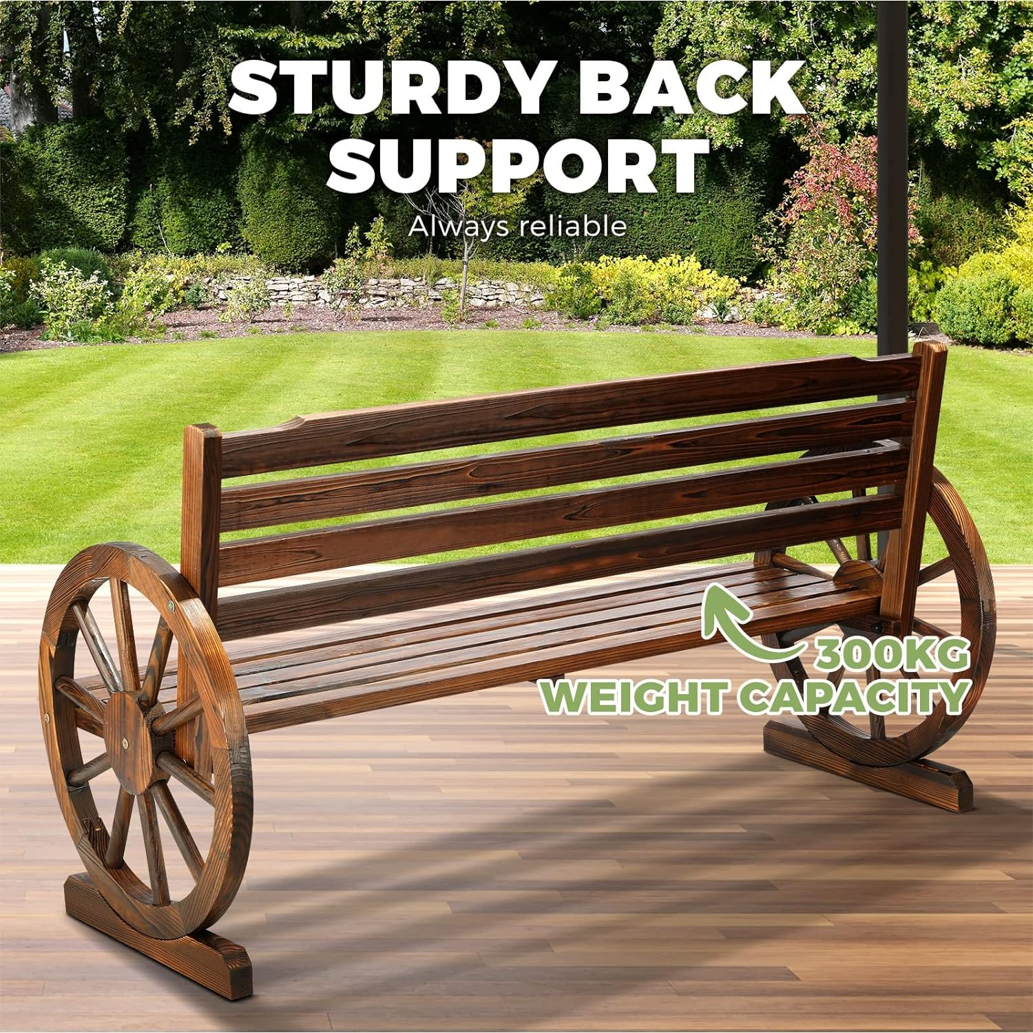 LIVSIP Outdoor Furniture Garden Bench Chair Patio Furniture Charcoal image number 4