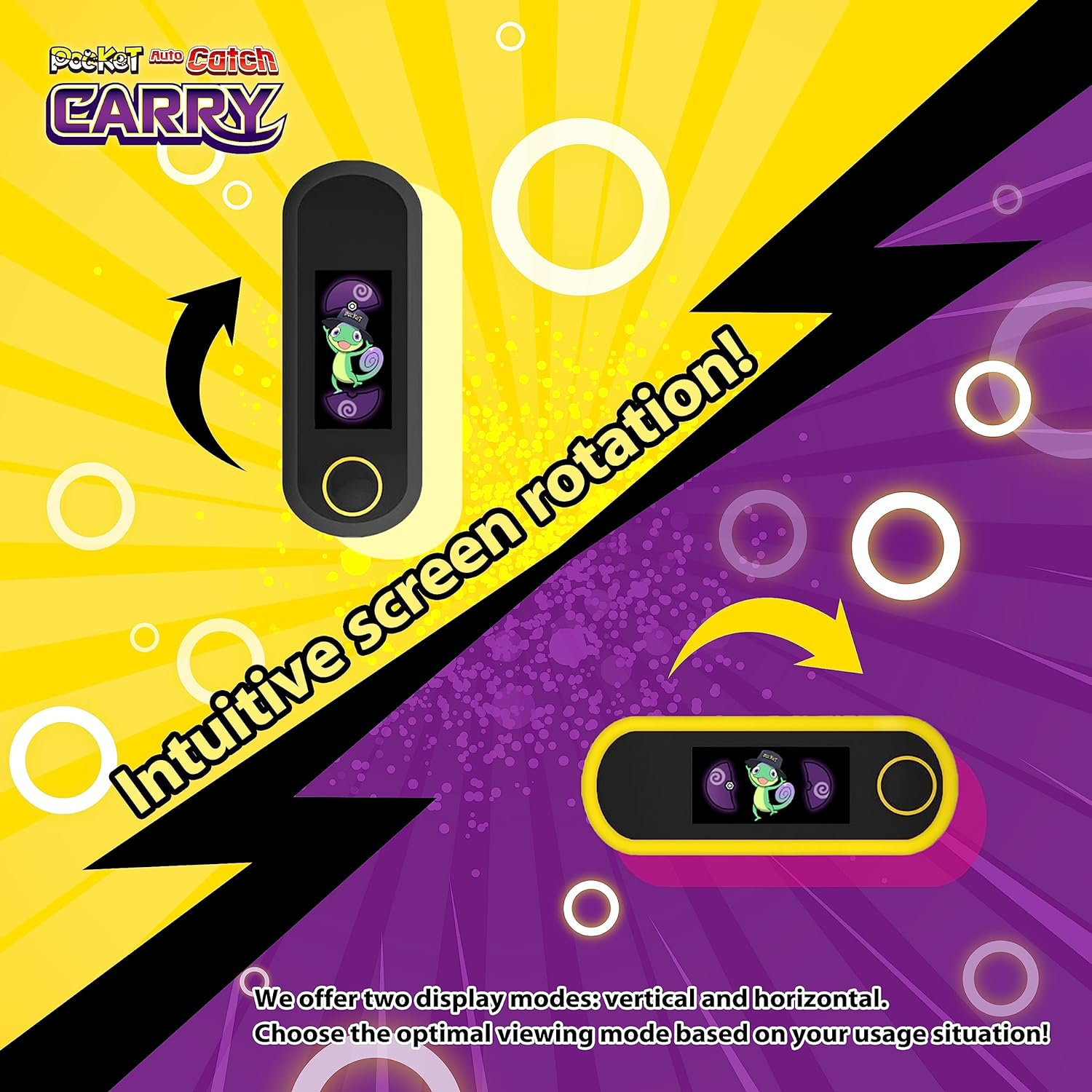 Brook Pocket Auto Catch Carry with Keychain - Dual Accounts Portable Version of Catch Pocket Monsters, Catcher - Pika Yellow image number 7