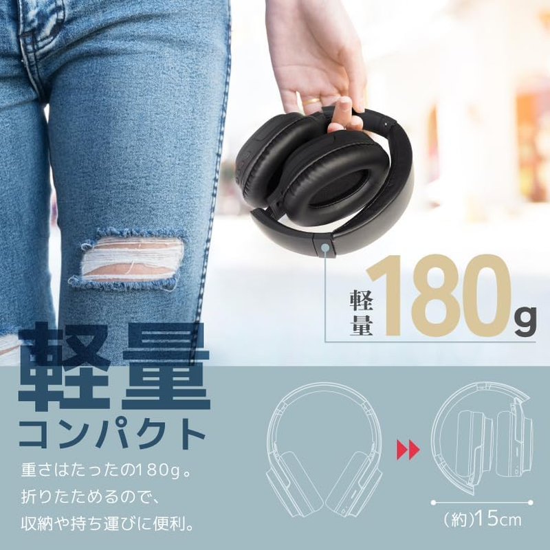 Hack Wireless Headphones Bluetooth 5.1 Bluetooth Headset Headphones Deep Bass Android Wired Wireless Hi-Fi Auto Pairing Android Compact Folding Smartphone Black Medium