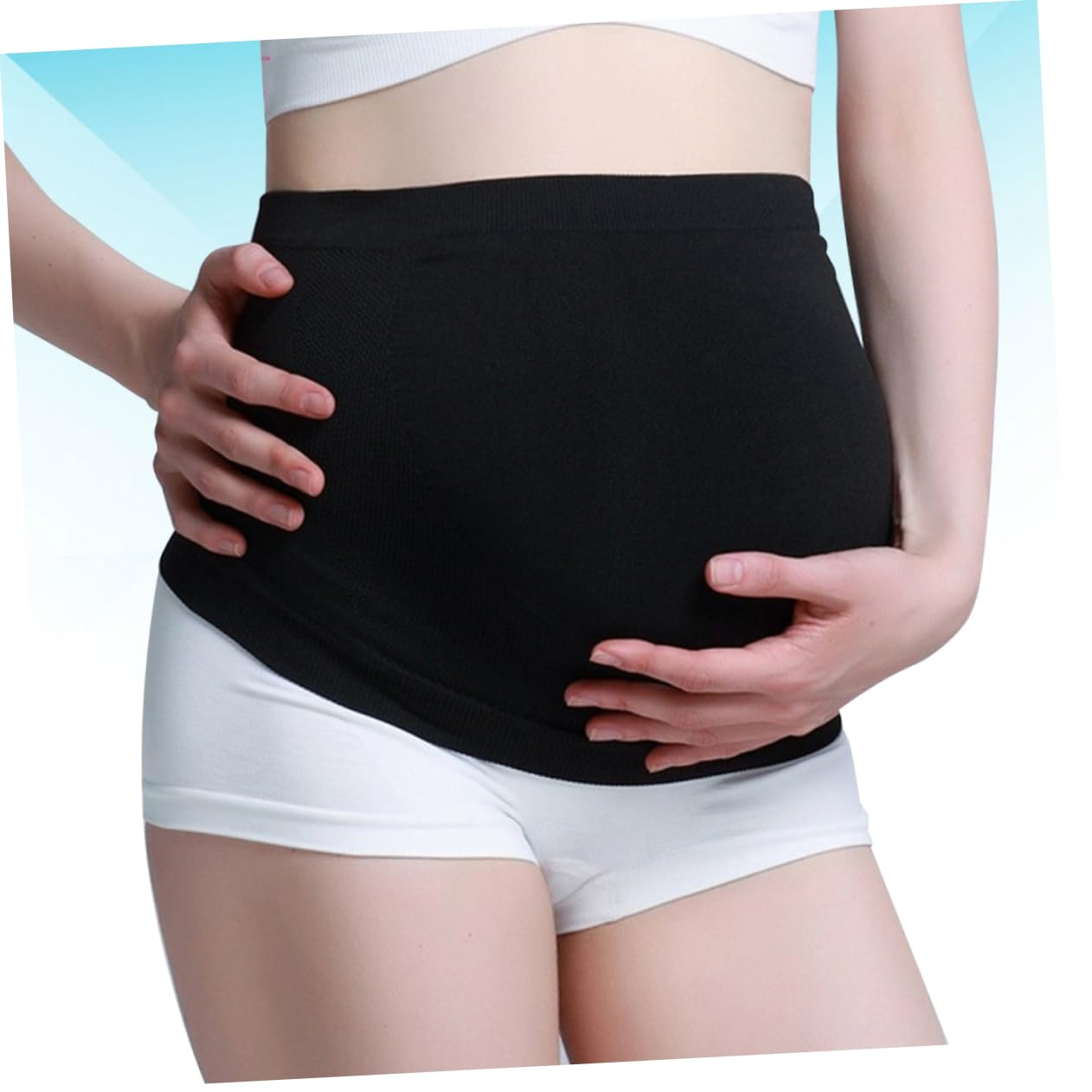 SAFIGLE Pregnancy Support Belt Maternity Belly Band Breathable Pregnancy Belt for Pregnant Women Black L Size Hip 95-105Cm Comfortable Support image number 4