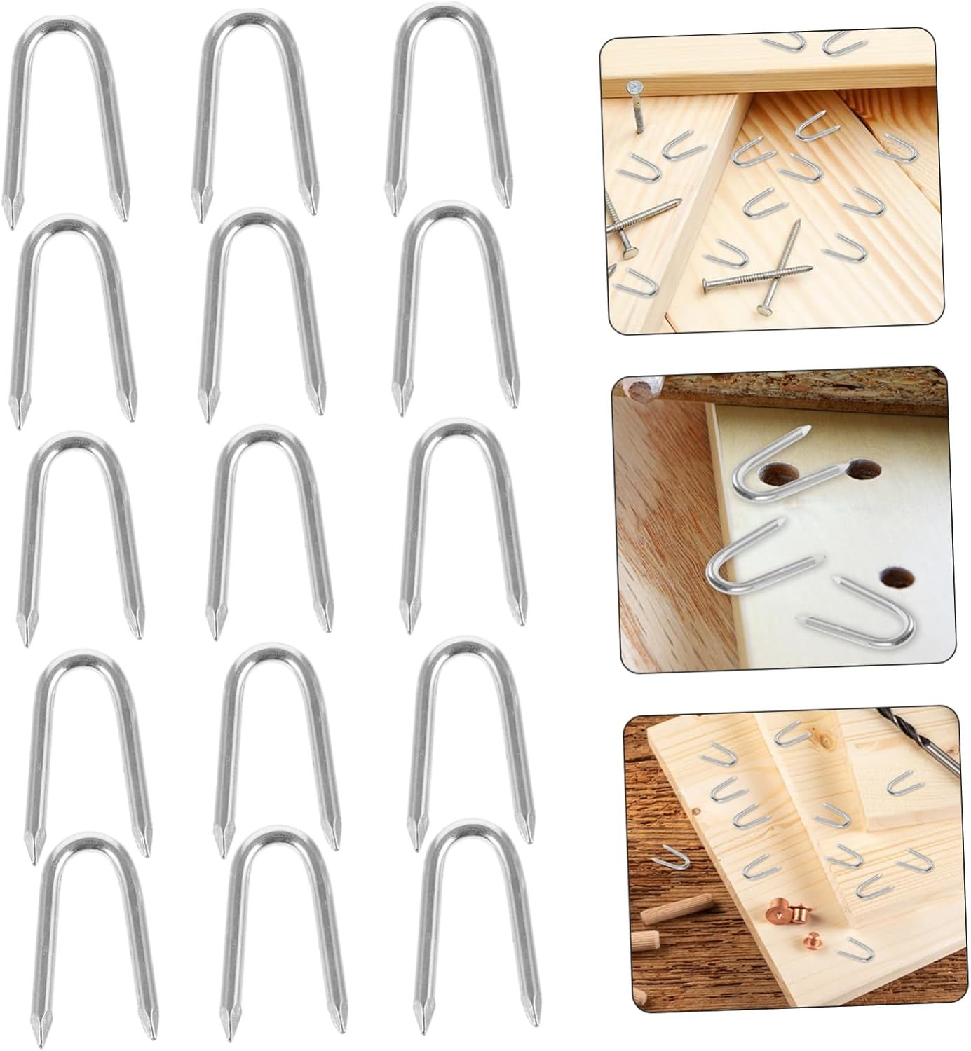 50Pcs Iron Nail Wire Mesh U Shaped Nails Metal U Stakes for Garden Fences Outdoor Plant Support Fence Stake image number 2