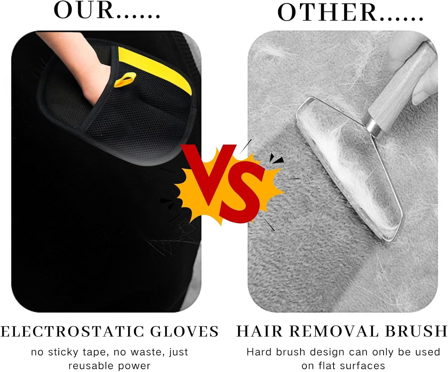 Acssart Pet Hair Removal,Beyond Draw Upgraded Electrostatic Pet Hair Velour Remover Gloves, Reusable Grooming Mitt for Cats & Dogs,Perfect for Sofa, Carpet & Car Interior (1) image number 3