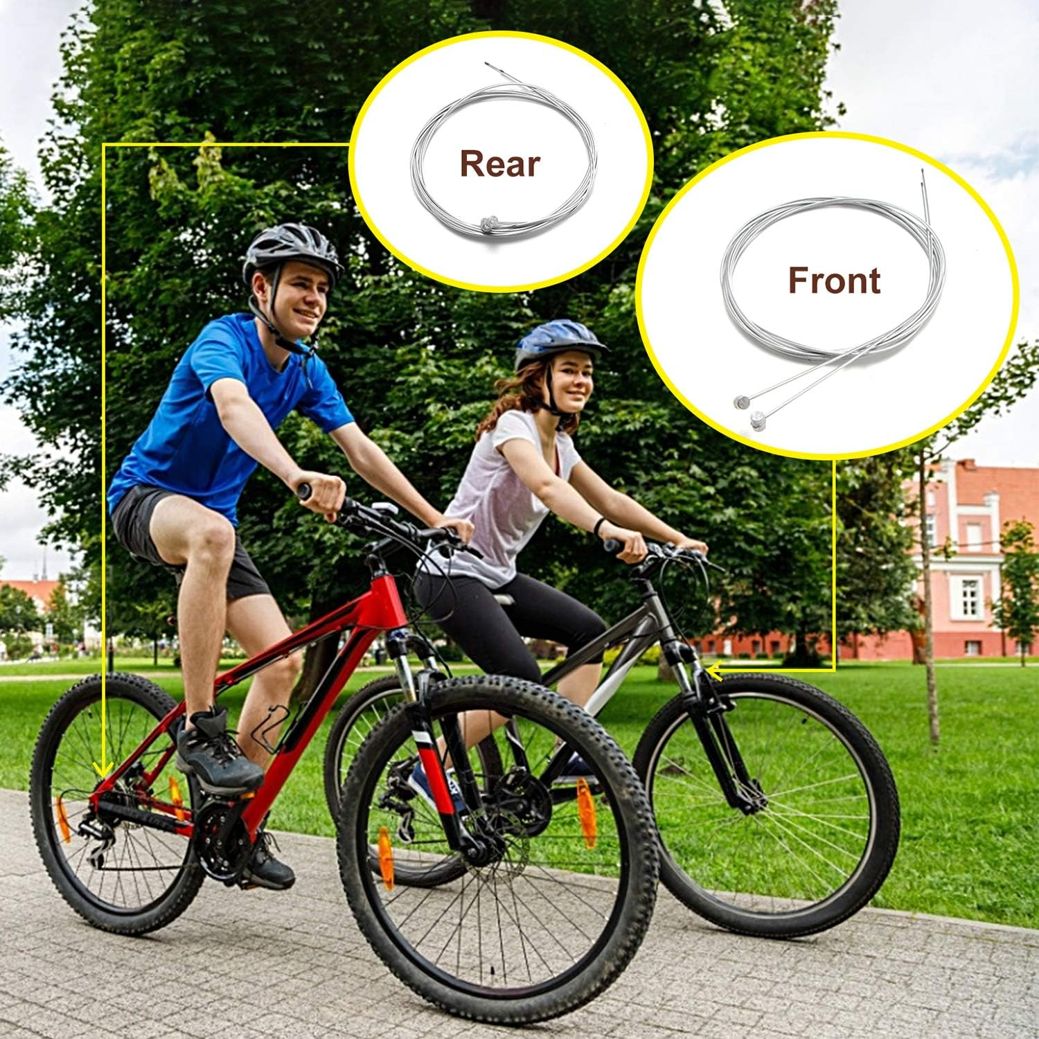 4PCS Premium Bike Brake Cable Set,Universal Standard Bicycle Brake Cable, Professional Bicycle Brake Line for Front and Rear Mountain MTB or Road Bikes,Include Free Cable Cap End Crimps Accessories 2M image number 2