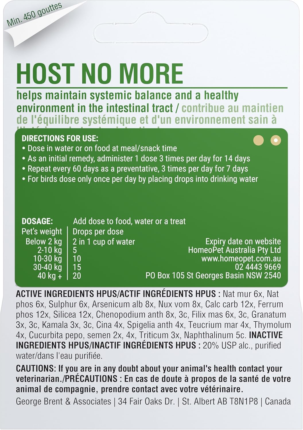 Homeopet Australia Host No More (WRM Clear in the USA)