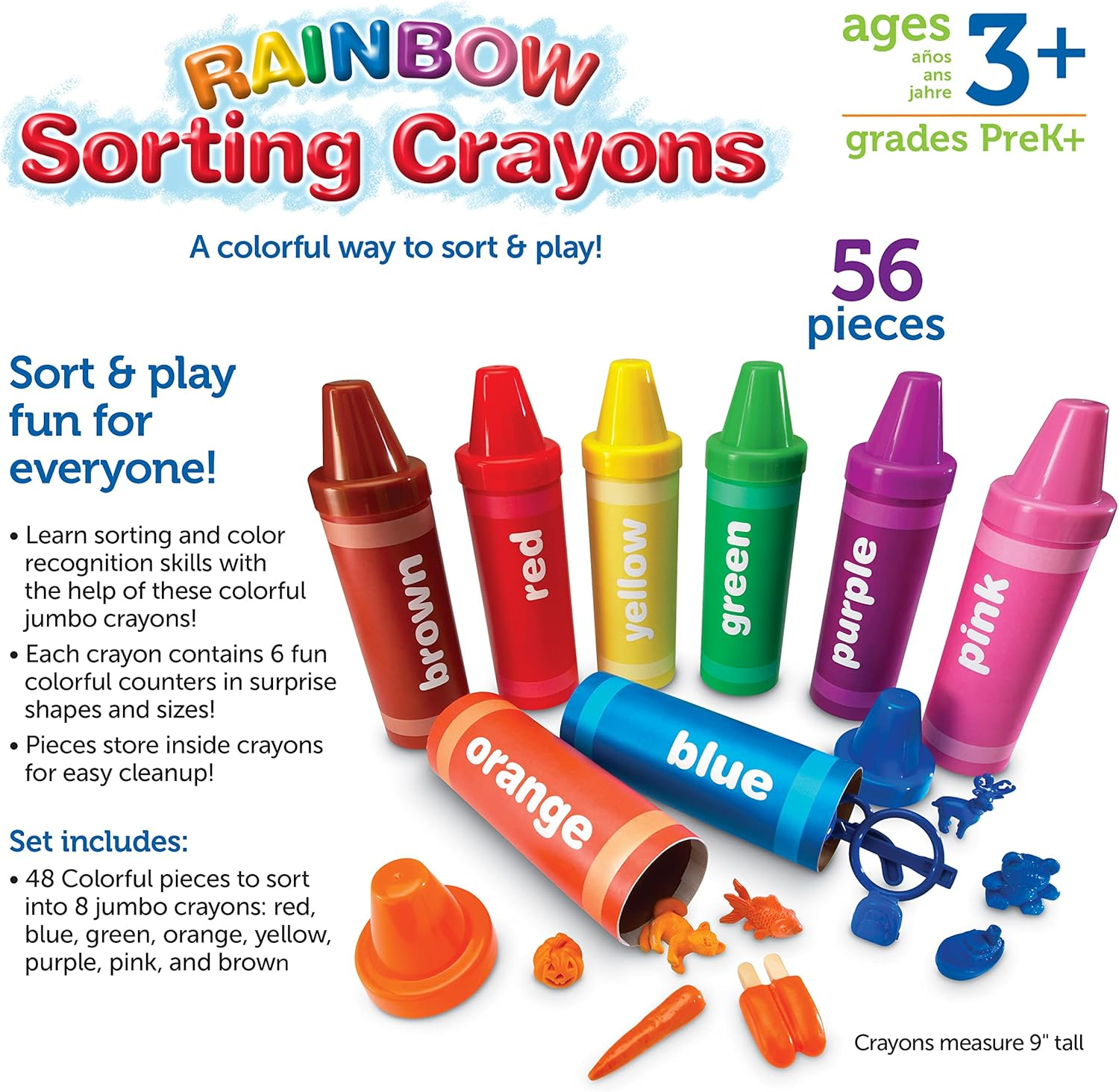 Learning Resources Rainbow Sorting Crayons, Early Recognition 56 Pieces, Ages 3+ image number 2
