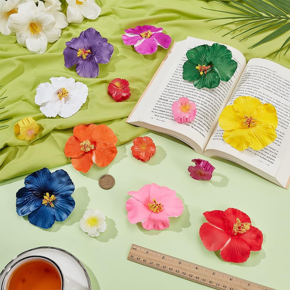 WADORN 15 Style Hawaii Flower Hair Clips for Women Artificial Hibiscus Flowers Claw Clips Tropical Beach Hair Pins Accessories for Beach Weddings Holiday Pool Party Christmas Mother'S Day image number 3