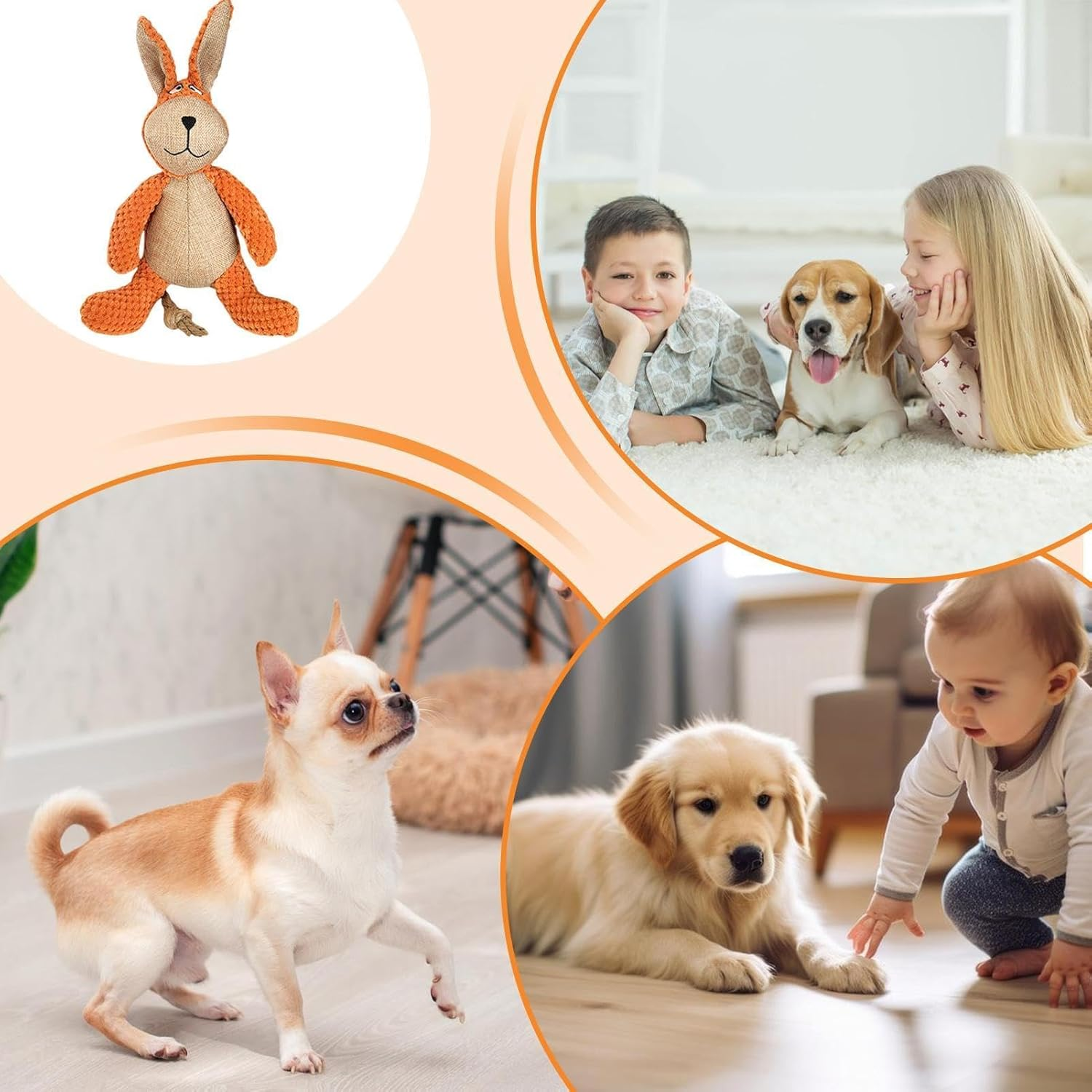 Dog Squeaky Plush Toy - No Stuffing, Durable Chew Toy for Small Medium Large Dogs, Crinkle Paper Dog Toy for Aggressive Chewers, Puppy & Large Breed Chewing Toys image number 1