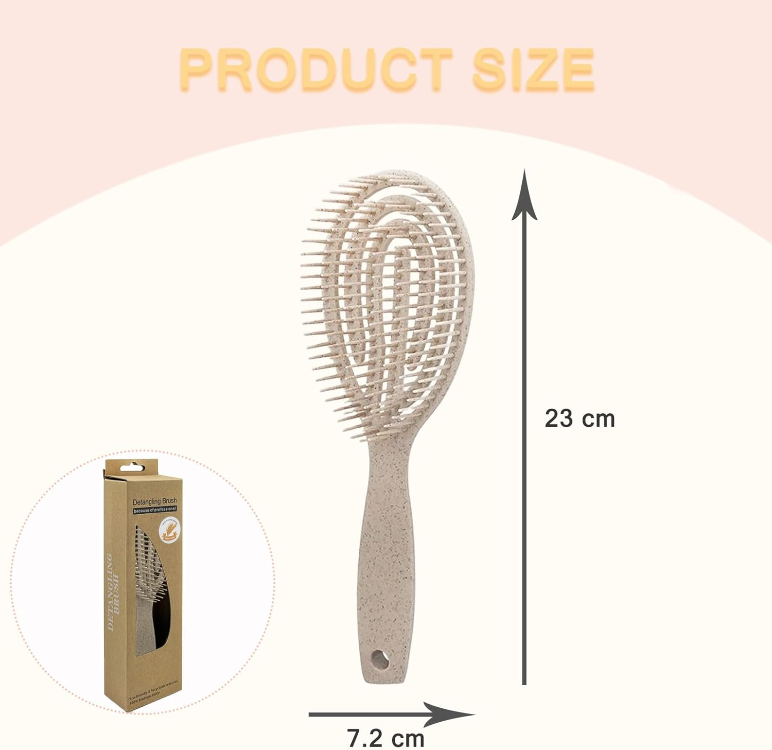 Checkzed Organic Detangling Hair Brush for Women, Men & Children - Does Not Pull on Hair - Hair Straightening Brushes for Straight, Curly & Wet Hair - Unique Spiral Hairbrush image number 1