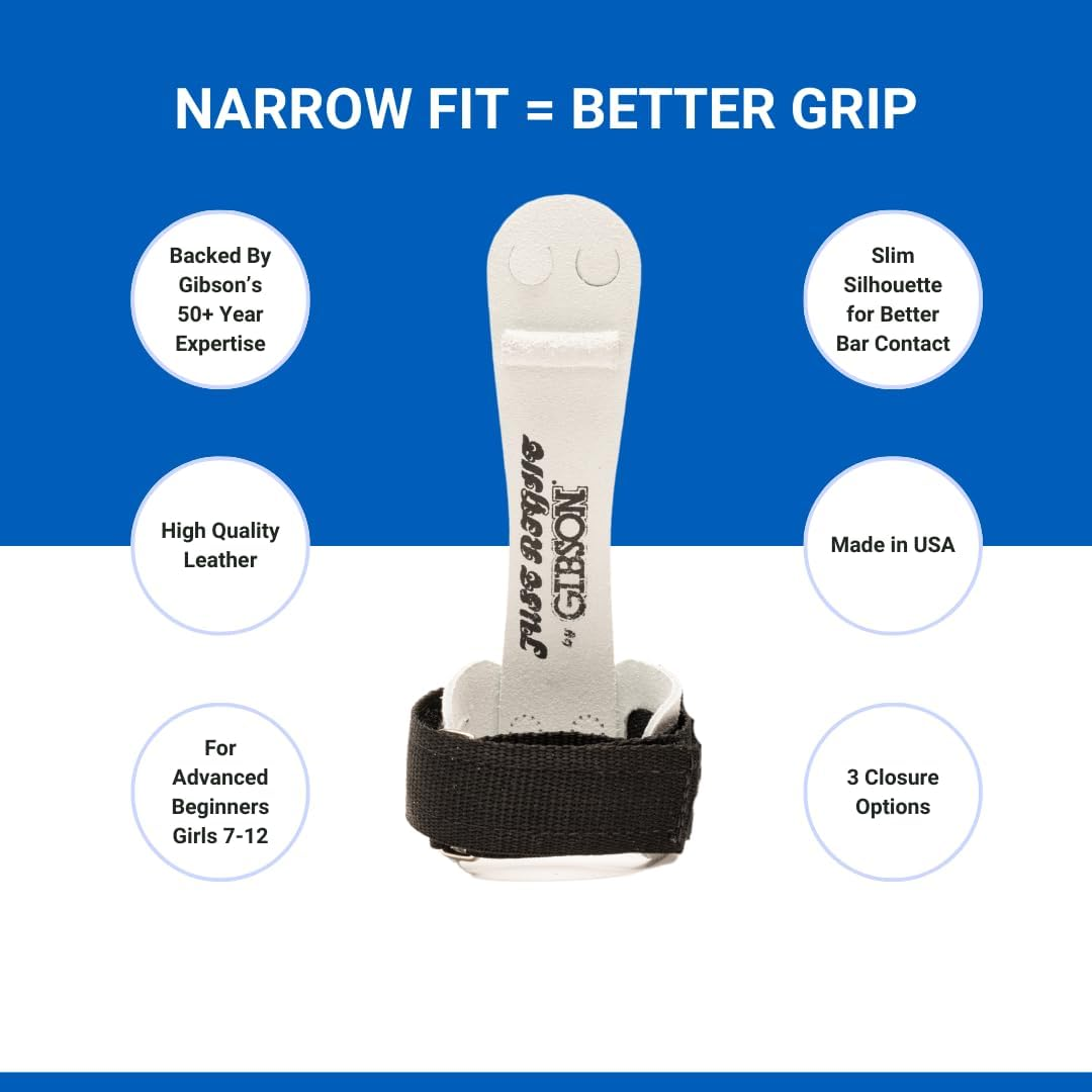 Gibson Just Right Uneven Bar Gymnastic Grips for Women, Durable Leather Grip with Velcro Closure for Secure Grip, Hand Grips for Early Competitor Gymnasts, Gymnastics Grips for Girls - Made in USA image number 5