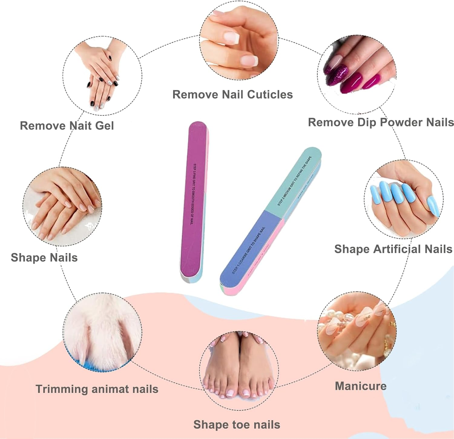 7 Way Nail Buffer Block,6 PCS Nail Buffer，Professional Nail File and Polisher for Natural & Acrylic Nails, All-In-One Nail Care Supplies with 7 in 1 Smoothing & Shining Grit image number 3